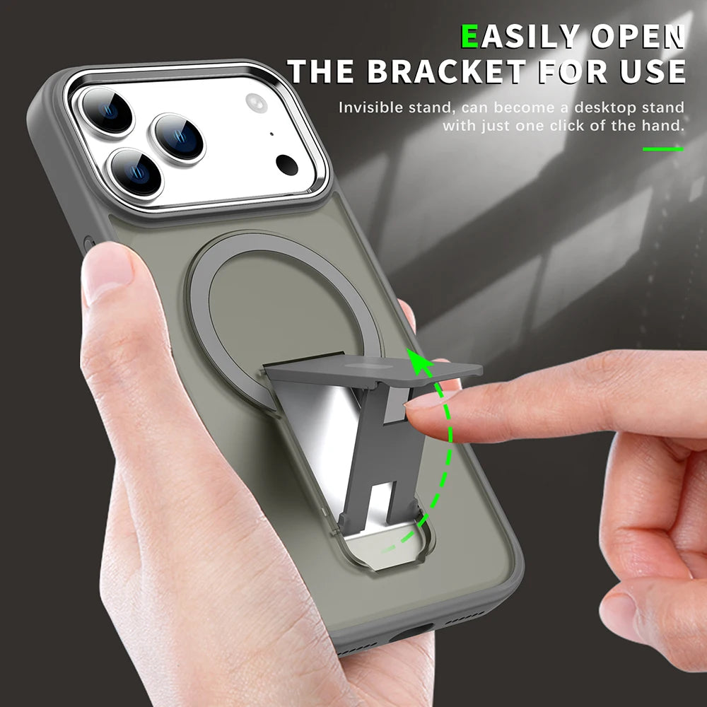 PureGuardCases Luxury MagSafe Stand iPhone Case – Matte Shockproof Cover