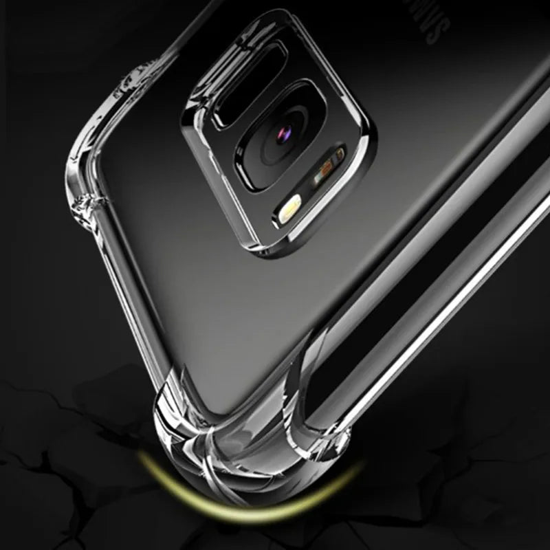 PureGuardCases Clear Shockproof TPU Case for Samsung Galaxy