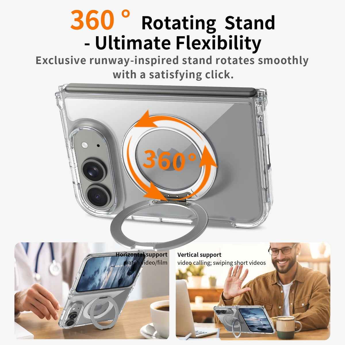 Clear 360 Ring Case iPhone Duo, ring stand view