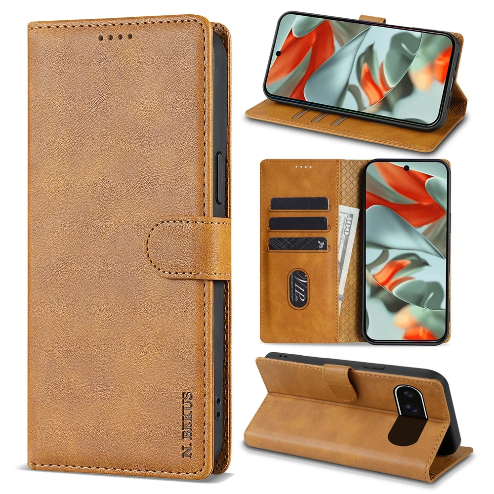 PureGuardCases Leather Wallet Case for Google Pixel