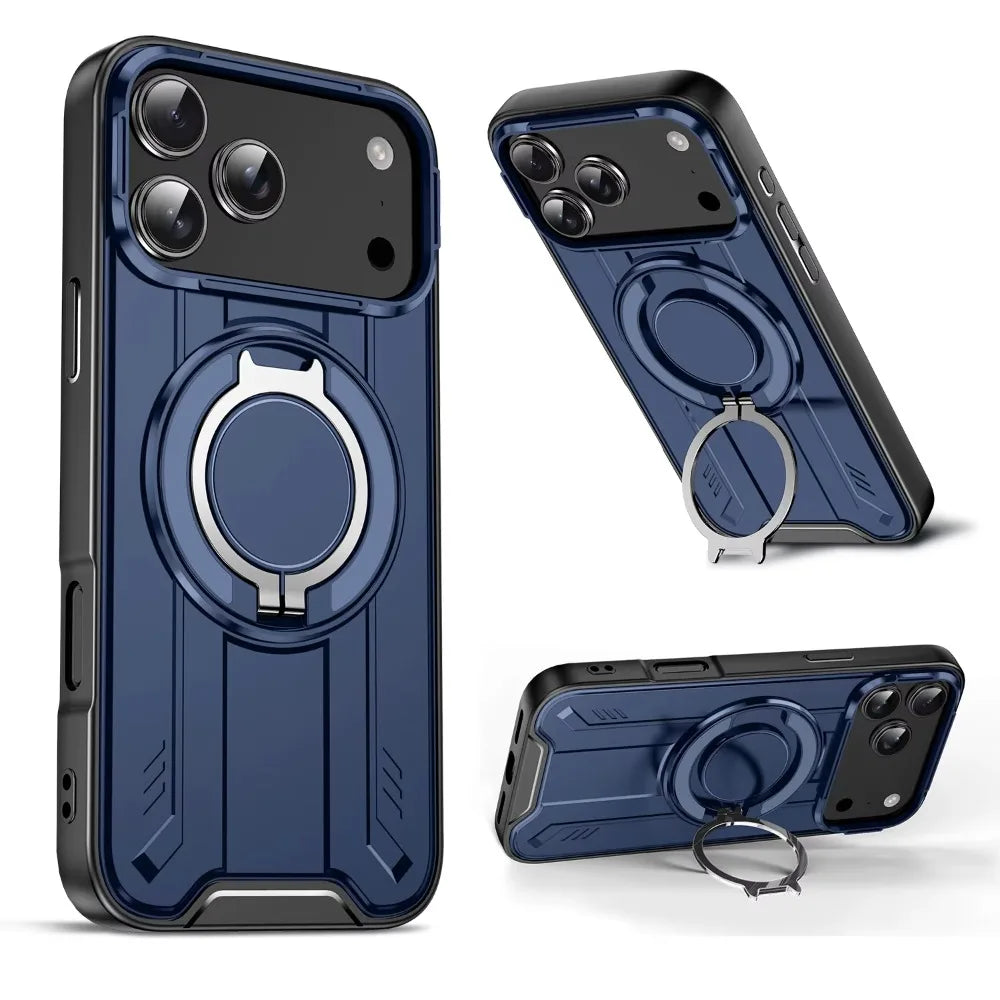 PureGuardCases 360° Rotate Stand iPhone Case – MagSafe Shockproof Armor Cover