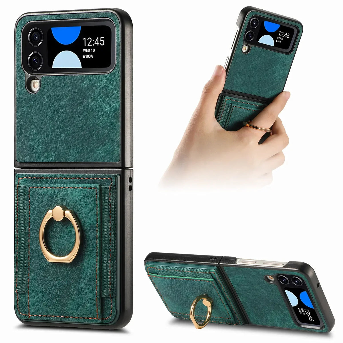 Ring Stand Card Wallet Case for Samsung Galaxy Z Flip 4-8 - image 1