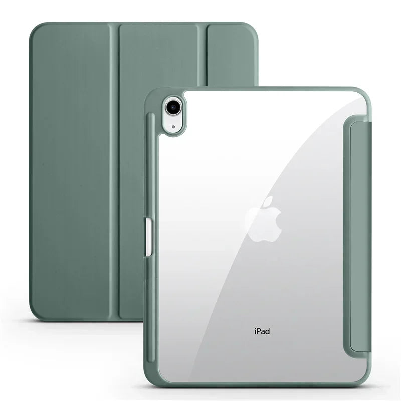 PureGuardCases Clear Back Trifold Case with Pencil Holder for iPad