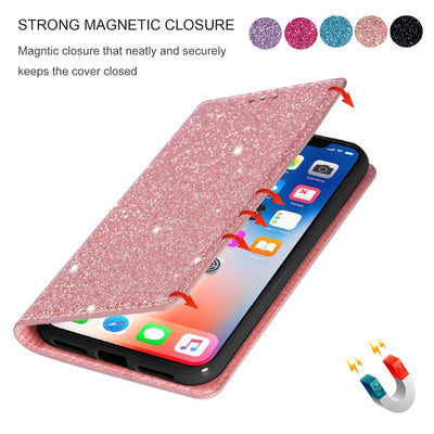 Glitter Wallet Case iPhone 18 Pro/Max, card slots