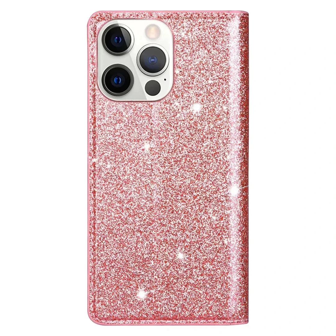 Glitter Wallet Case iPhone 18 Pro/Max, bezel view
