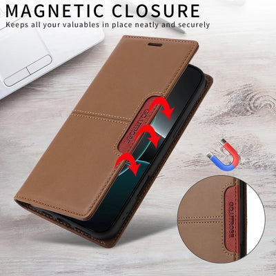 PureGuardCases Magnetic Leather Wallet Case for Google Pixel