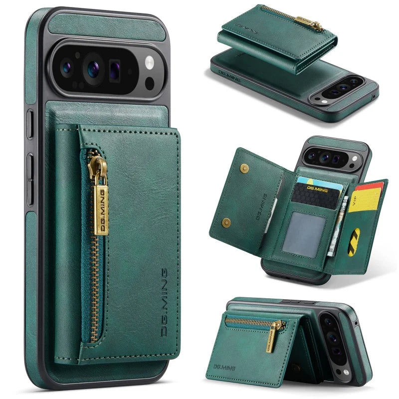 PureGuardCases 2-in-1 Magnetic Leather Wallet Case for Google Pixel