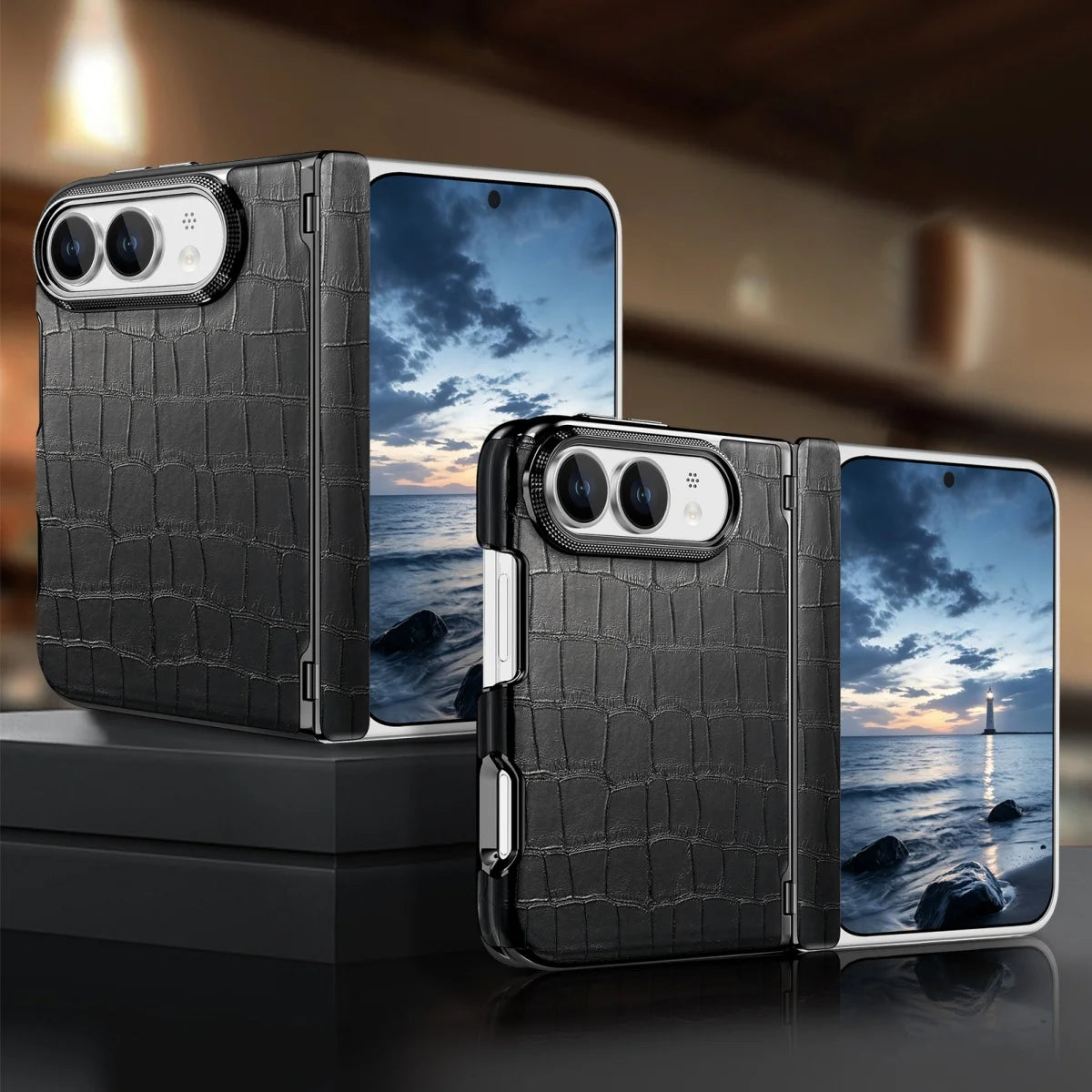 Crocodile-Texture Hinge Case for iPhone Duo, Shockproof - Product View 9