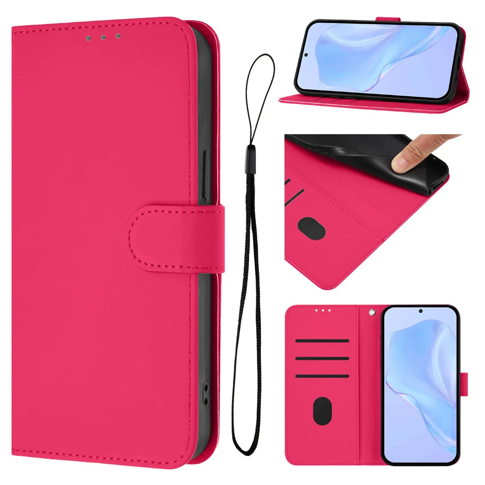 Wristlet Wallet Case Galaxy S23-S26, Rose Red