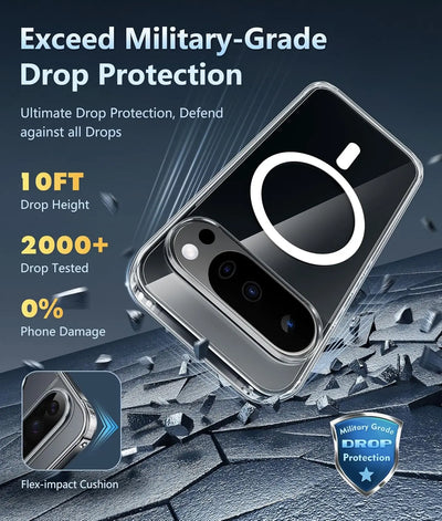 PureGuardCases Clear Magnetic Armor Case for Google Pixel