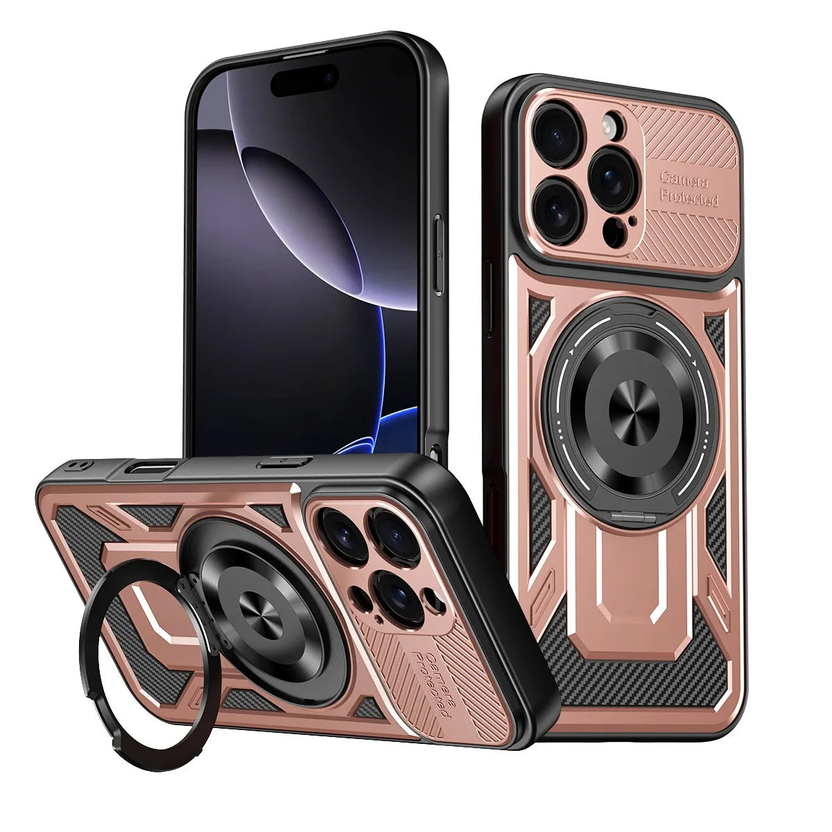 PureGuardCases 360° Rotatable Kickstand iPhone Case – MagSafe Shockproof Cover
