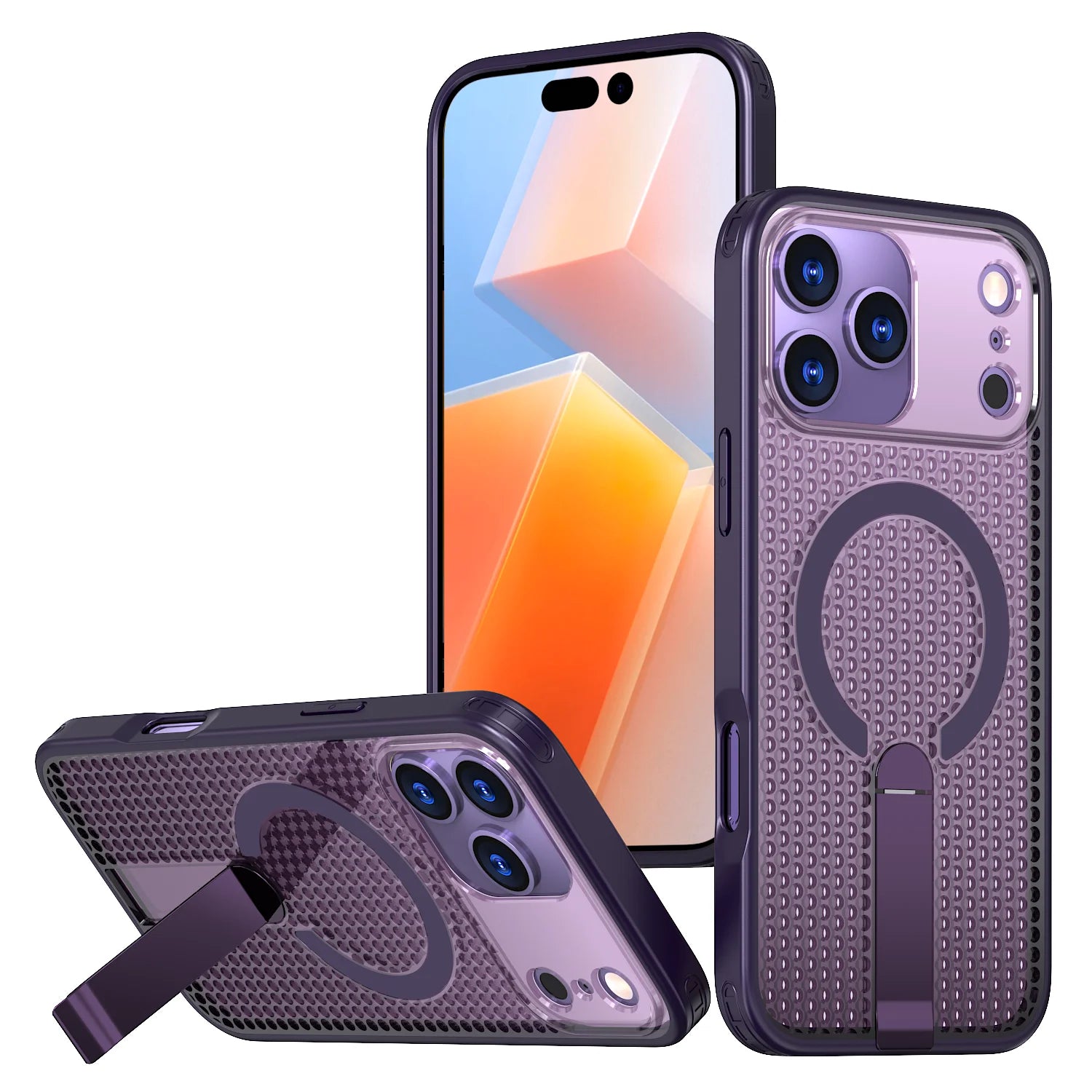 PureGuardCases Breathable Cooling Stand iPhone Case – MagSafe Rugged Magnetic Cover
