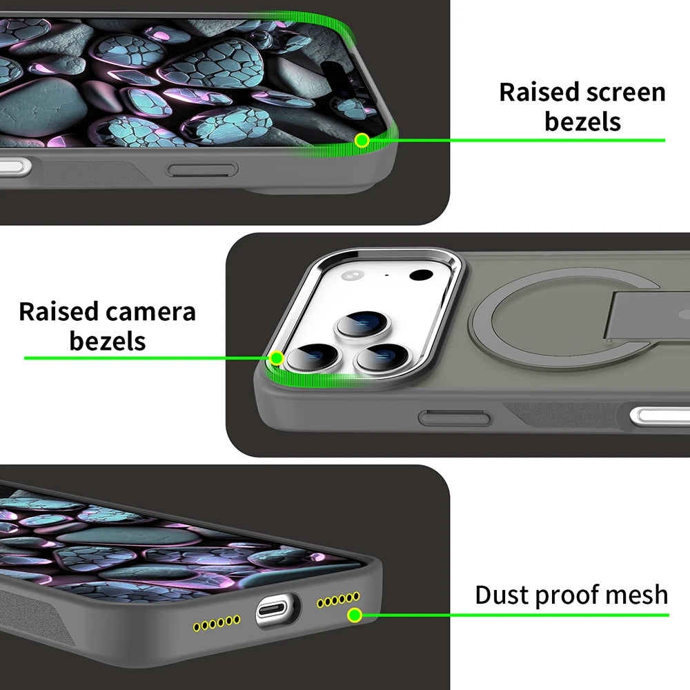 PureGuardCases Luxury MagSafe Stand iPhone Case – Matte Shockproof Cover