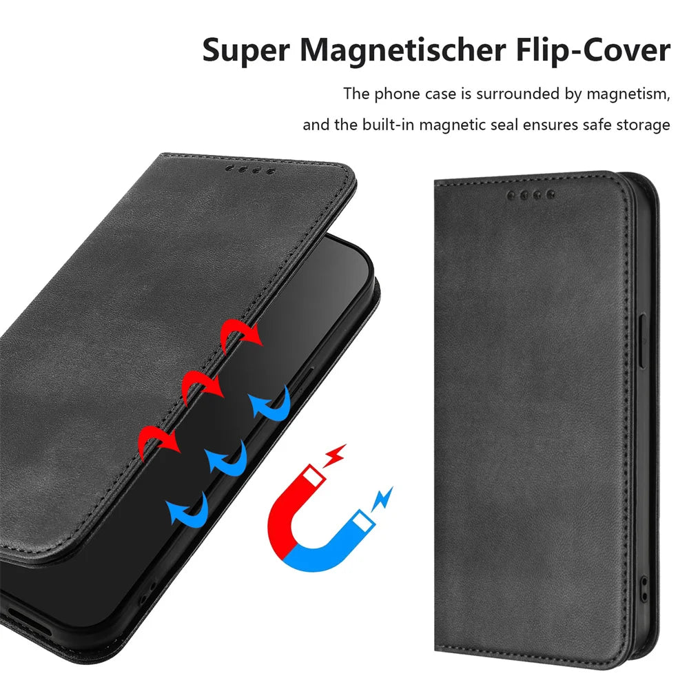 Magnetic Flip Case iPhone 11-18, card slots