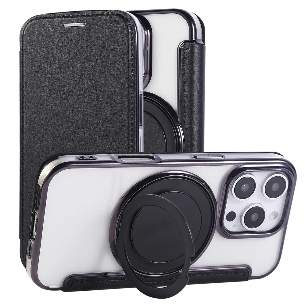 PureGuardCases Flip Leather Wallet iPhone Case – MagSafe Stand Cover