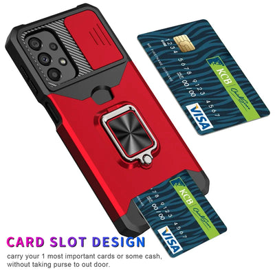 PureGuardCases Armor Ring Case with Card Holder for Samsung Galaxy
