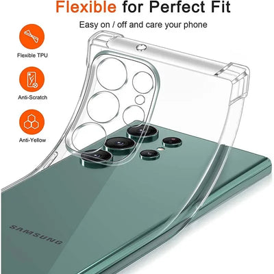 PureGuardCases Clear Shockproof Silicone Case for Samsung Galaxy