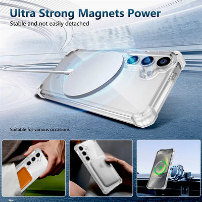 PureGuardCases Clear Magnetic Armor Case for Samsung Galaxy