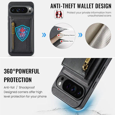 PureGuardCases 2-in-1 Magnetic Leather Wallet Case for Google Pixel