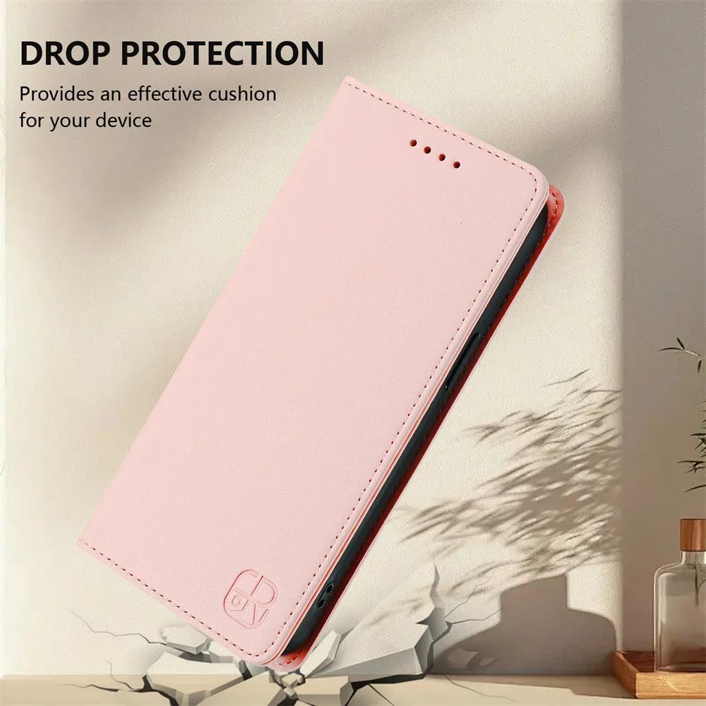 Pink magnetic leather folio flip wallet case for Samsung Galaxy A42 5G, A51, A32, A33, A52, A53 and A73, single view