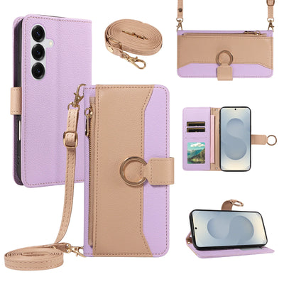 Patchwork Zipper Case Galaxy S9-S26, Purple