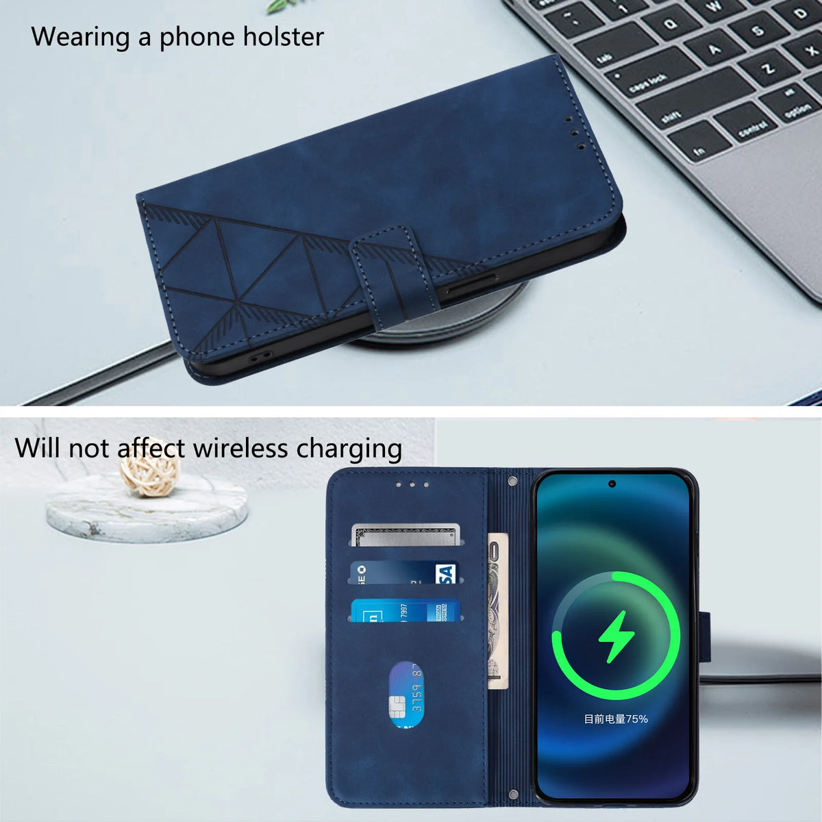 Geometric Embossed Magnetic Flip Wallet Case for Samsung Galaxy A51 5G, A20 & A Series - image 4