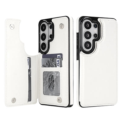 Double Button Wallet Case Galaxy S & A, White