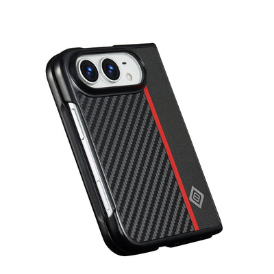 Slim Carbon Fiber Texture Case for iPhone Duo, Red Stripe - Product View 3