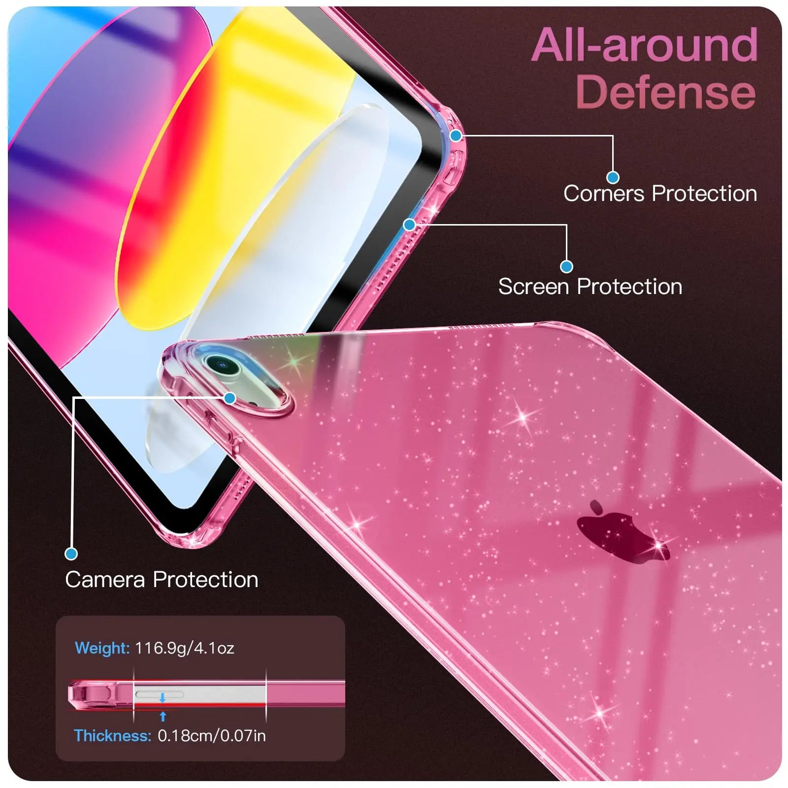 PureGuardCases Glitter Silicone Case for iPad