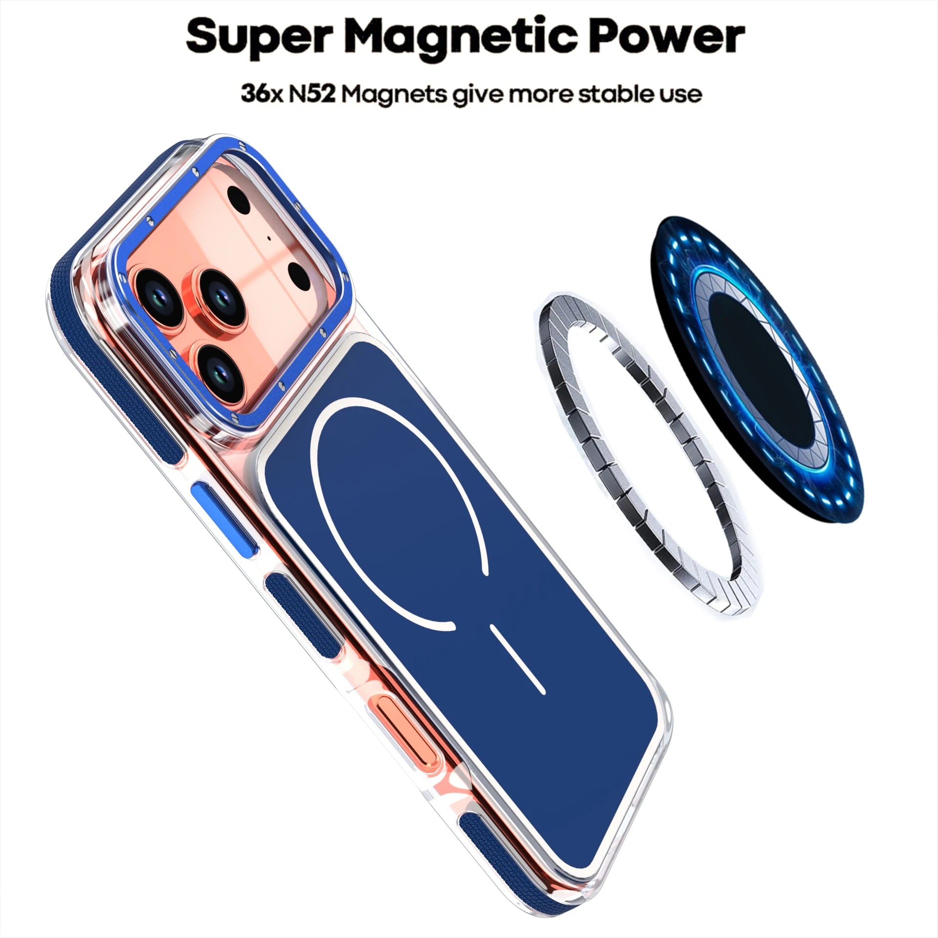 PureGuardCases Luxury Two-Tone Clear iPhone Case – Strong Magnetic MagSafe Cover