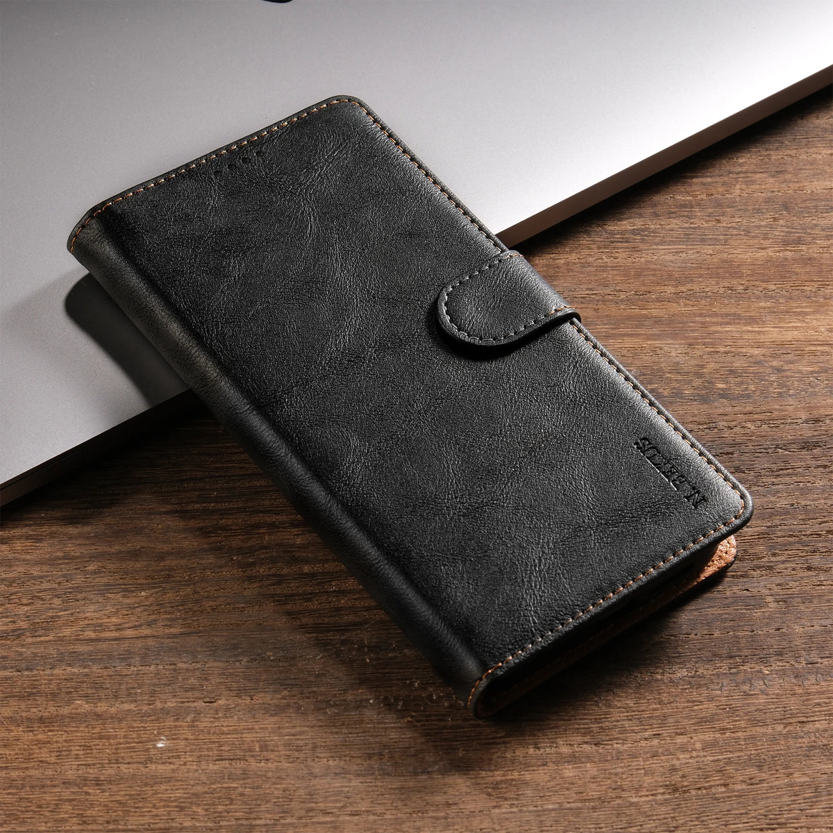 Black classic magnetic leather flip wallet case for Samsung Galaxy A72, A53, A52, A34, A33, A32, A14 and A13