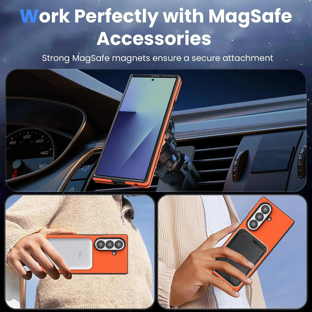 PureGuardCases Carbon Fiber Magnetic Case for Samsung Galaxy Z Fold
