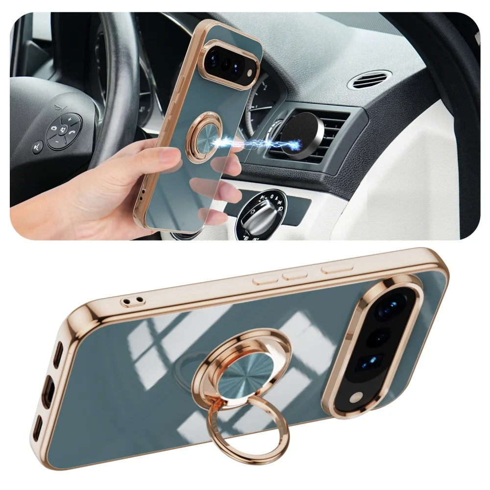PureGuardCases Plated Ring Holder Case for Google Pixel