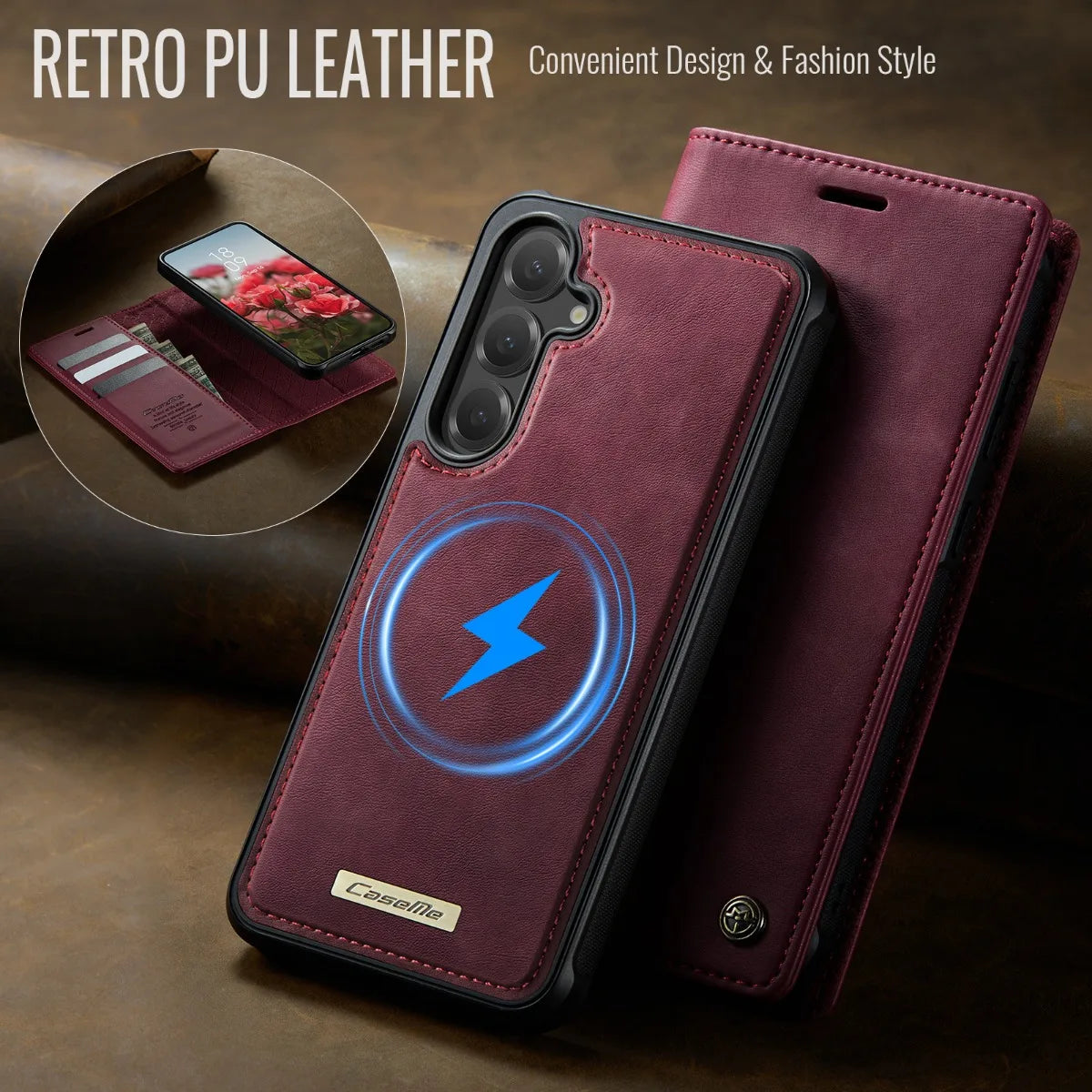 2-in-1 Detachable MagSafe Leather Wallet Case for Samsung Galaxy S & A - image 2