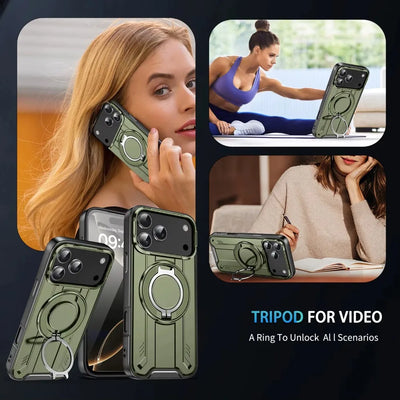 PureGuardCases 360° Rotate Stand iPhone Case – MagSafe Shockproof Armor Cover