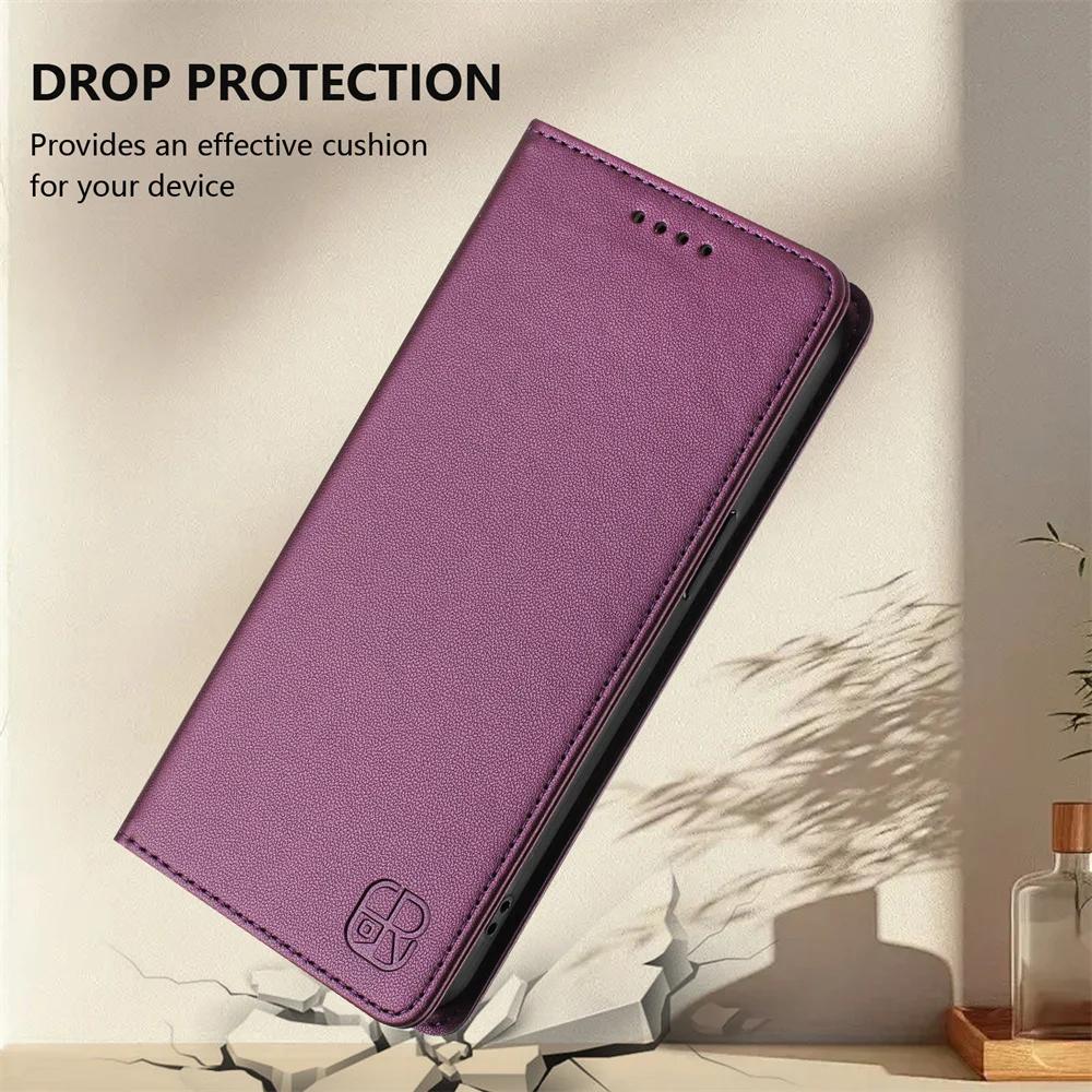 Violet magnetic leather folio flip wallet case for Samsung Galaxy A42 5G, A51, A32, A33, A52, A53 and A73, single view