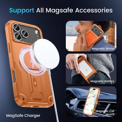 PureGuardCases Invisible Bracket MagSafe iPhone Case – Magnetic Stand Shockproof Cover