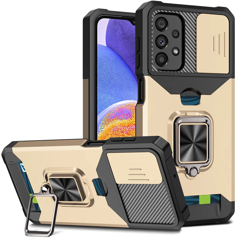 PureGuardCases Armor Ring Case with Card Holder for Samsung Galaxy
