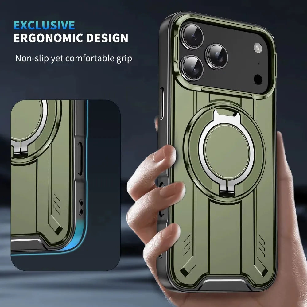 PureGuardCases 360° Rotate Stand iPhone Case – MagSafe Shockproof Armor Cover