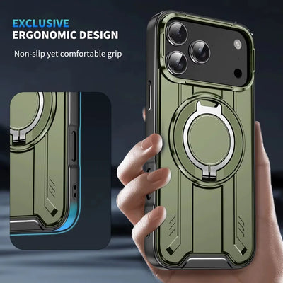 PureGuardCases 360° Rotate Stand iPhone Case – MagSafe Shockproof Armor Cover