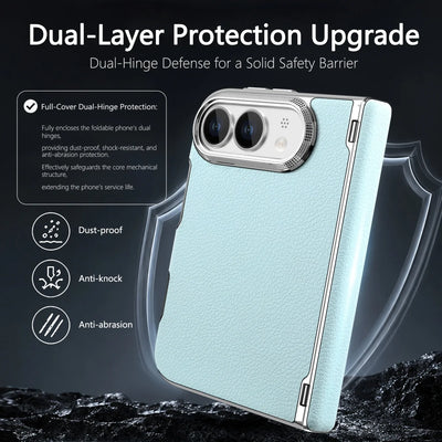 Lychee Leather Hinge Case for iPhone Duo, Magnetic Axle - Product View 5