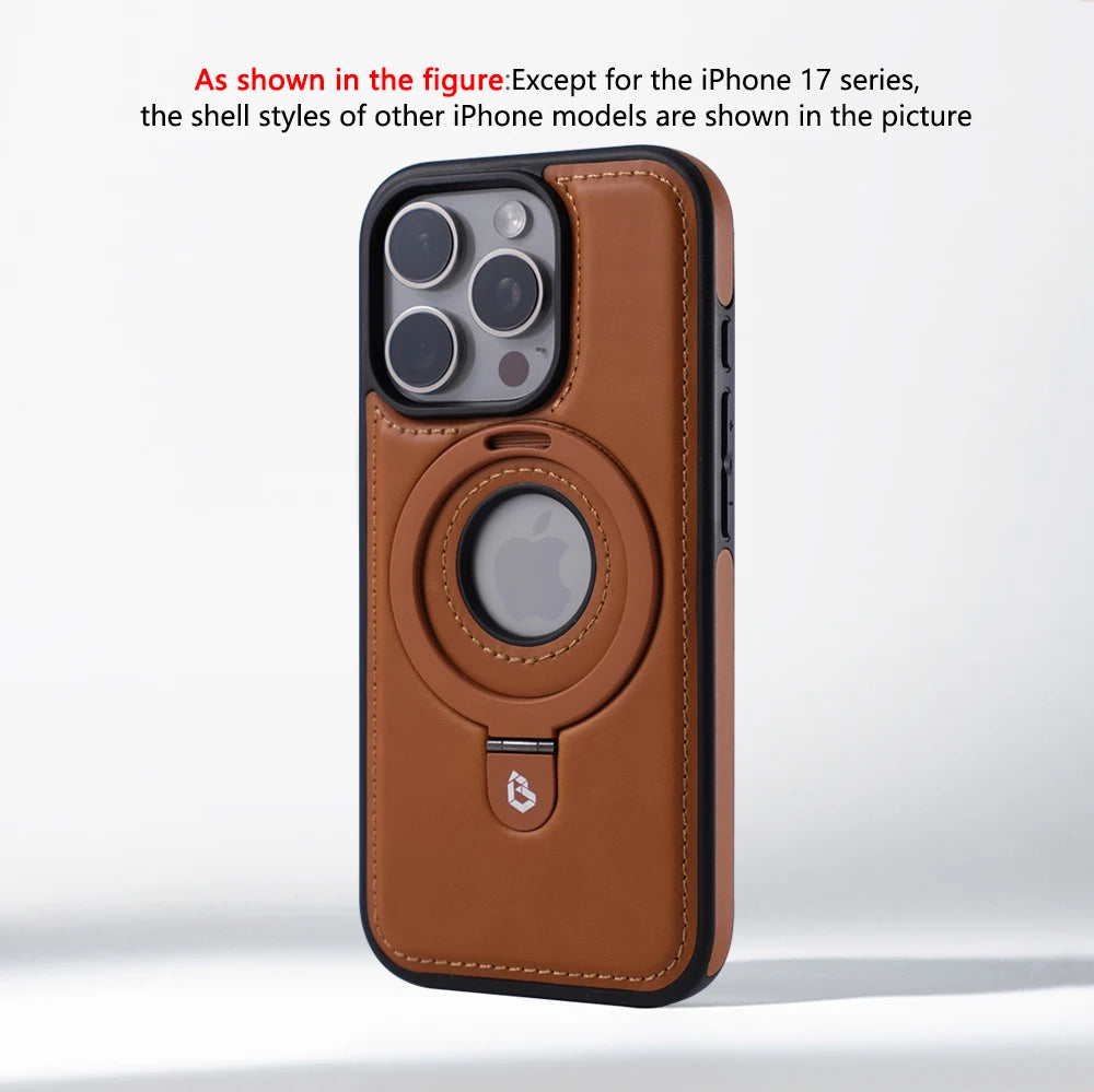 Five available colors of the 360-degree magnetic ring stand PU leather shockproof case for iPhone
