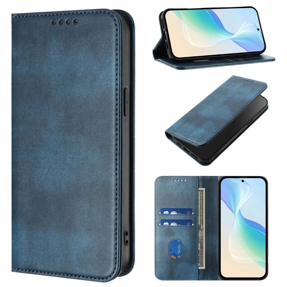 Magnetic Flip Case iPhone 11-18, Navy Blue