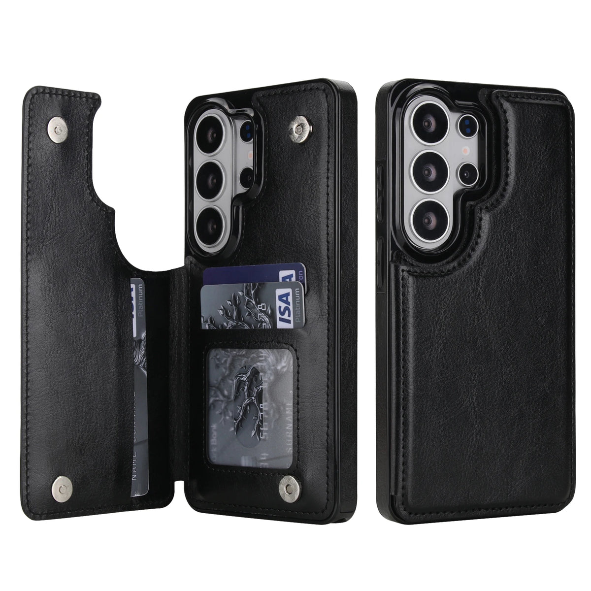 Double Button Wallet Case Galaxy S & A, Black