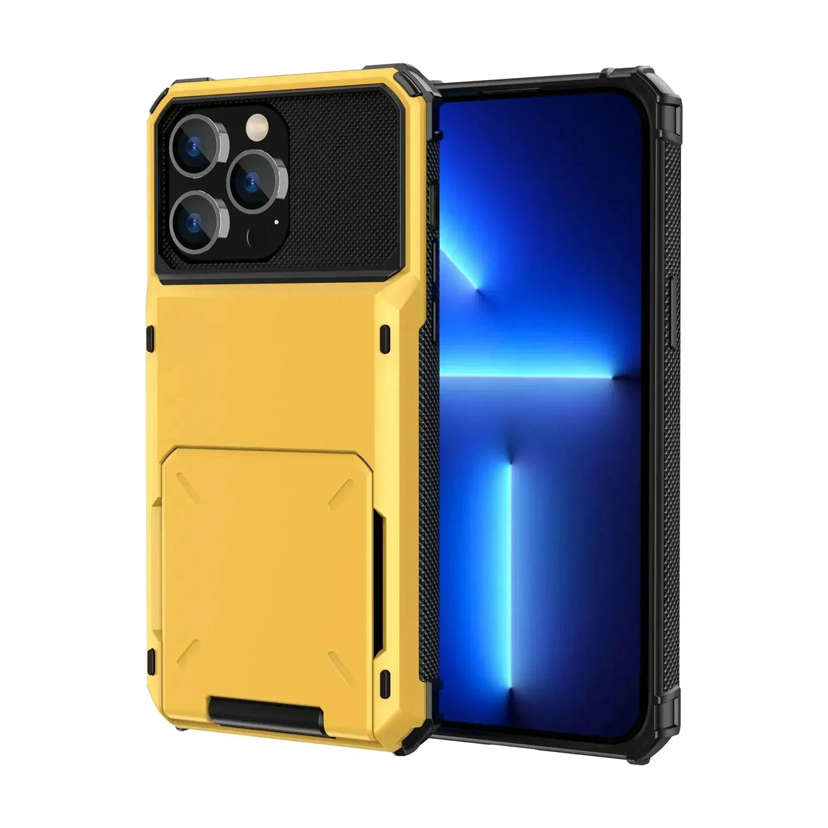Gold heavy-duty dual-layer slide card holder armor case for iPhone 18, 17, 17e, Air, 16e and 16-11 series