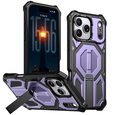 PureGuardCases Metal Stand Armor iPhone Case – MagSafe Shockproof Cover