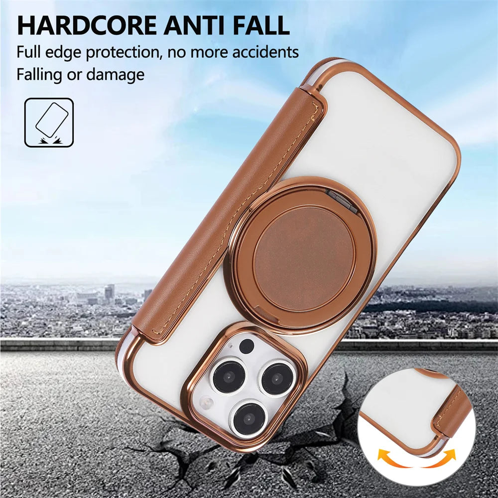 PureGuardCases Flip Leather Wallet iPhone Case – MagSafe Stand Cover