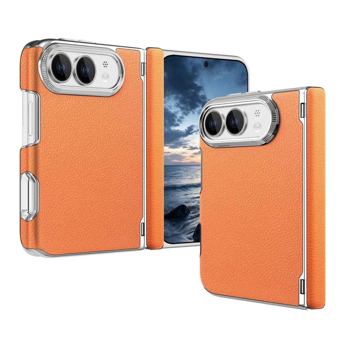 Lychee Leather Hinge Case for iPhone Duo, Magnetic Axle - Product View 12