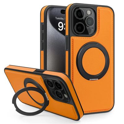 PureGuardCases 360° Rotating Ring Leather iPhone Case – MagSafe Magnetic Stand Cover
