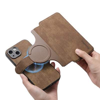 Multi-card slots and cash pocket inside the 2-in-1 detachable magnetic iPhone wallet case